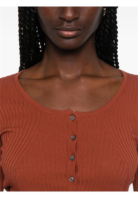 maglia serafino donna mattone ROBERTO COLLINA | 261FXA0821555